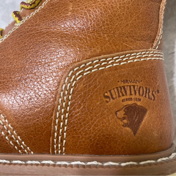 Men's Leather 6" Steel Toe Work Boots Oil Resistant Herman Survivors Oakridge - Picture 5 of 9